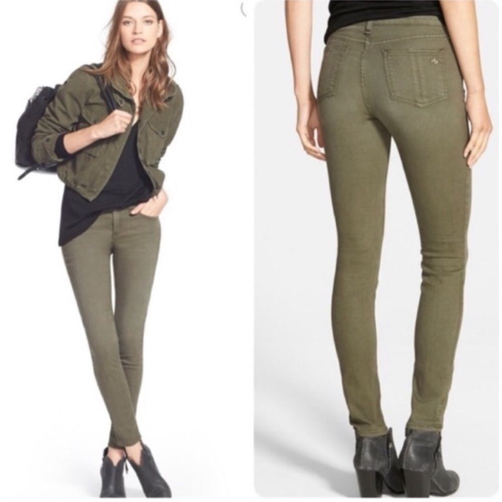 Rag & Bone The Skinny Stretch Denim Mid Rise Distressed Fatigue Jeans